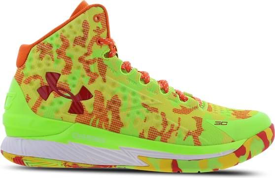 Under Armour Unisex Basketbalschoenen Curry One "Sour Patch" Hyper Groente/Team Oranje/Rood 45.5