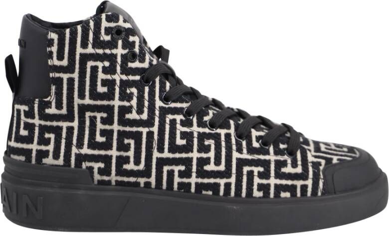 Balmain Pre eigendom B Court monogram high top sneakers in zwart katoen Balmain Pre owned, Zwart, Heren