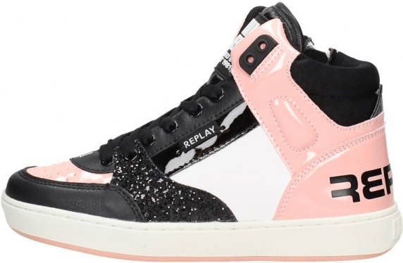 Replay Cobra Basket Veterboot Meisjes Zwart/Wit/Roze