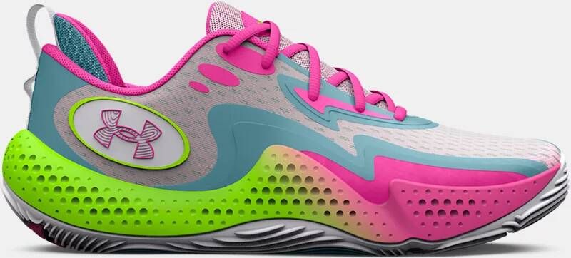 Under Armour Uniseks basketbalschoenen Spawn 5 Wit/Still Water/Rebel Roze 44.5
